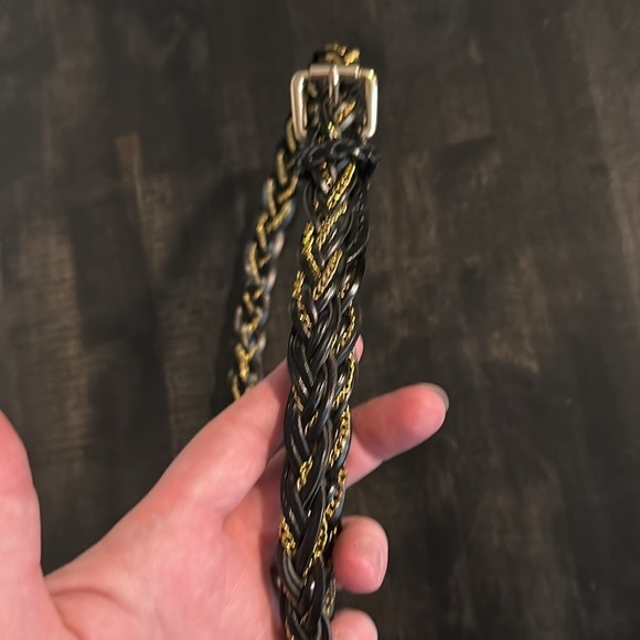 Elise Ms Black Braided Gold Chain Belt Size Medium/Small - Picture 2 of 5